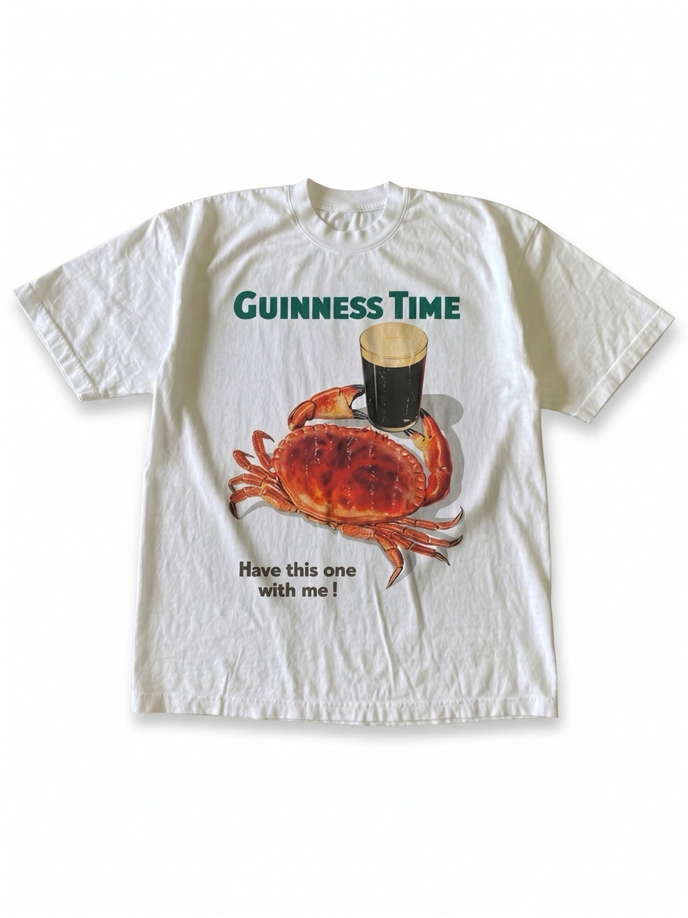 Gildan White Guinness Time Graphic Tee with Crab & Pint